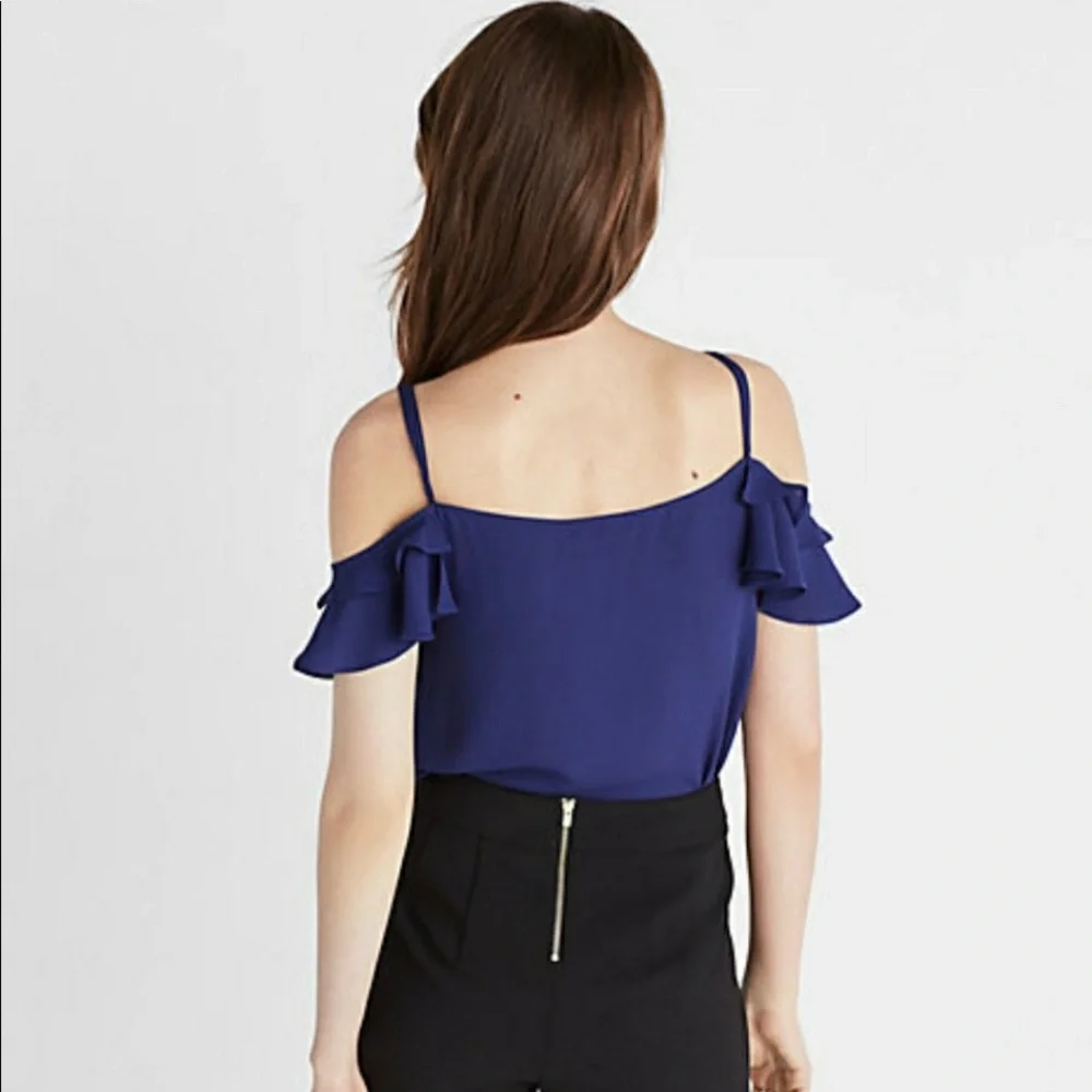 EXPRESS LACE UP RUFFLE CAMI Ivory M - Picture 6 of 10